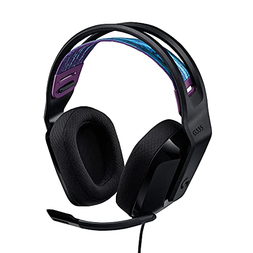 Logitech G335 Wired Gaming Headset, with Flip to Mute Microphone, 3.5mm Audio Jack, Memory Foam Earpads, Lightweight - Black