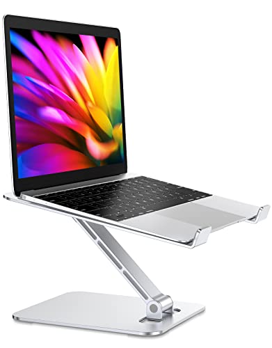 RIWUCT Foldable Laptop Stand, Height Adjustable Ergonomic Computer Stand for Desk, Aluminum Portable Laptop Riser Lecterns Holder Mount Compatible with MacBook Pro Air, HP, Dell 10-16